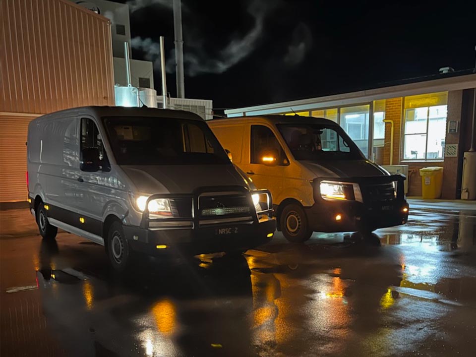Vans at Sample Delivery Location